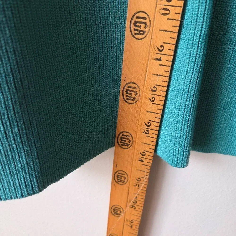 EUC DESIGNER LAFAYETTE 148 TEAL BOATNECK BOXY RELAXED SWEATER TOP SIZE M